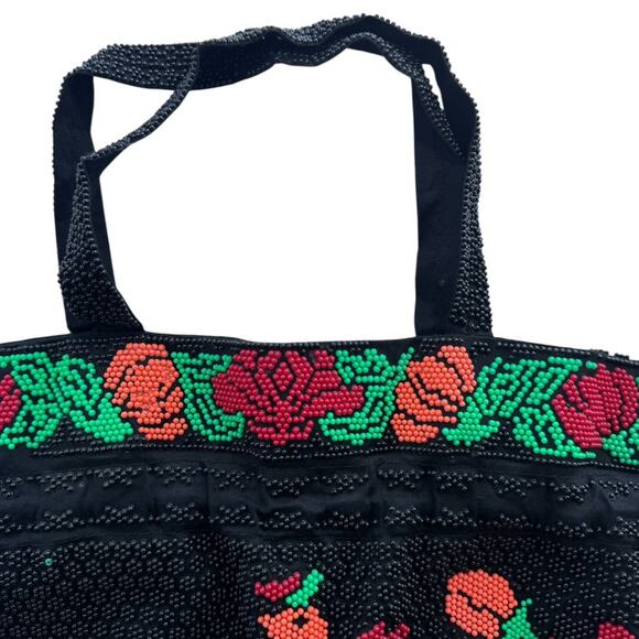 Vintage Beaded Peacock Floral Drawstring Handbag Bag Circa 1960s - Picture 4 of 6